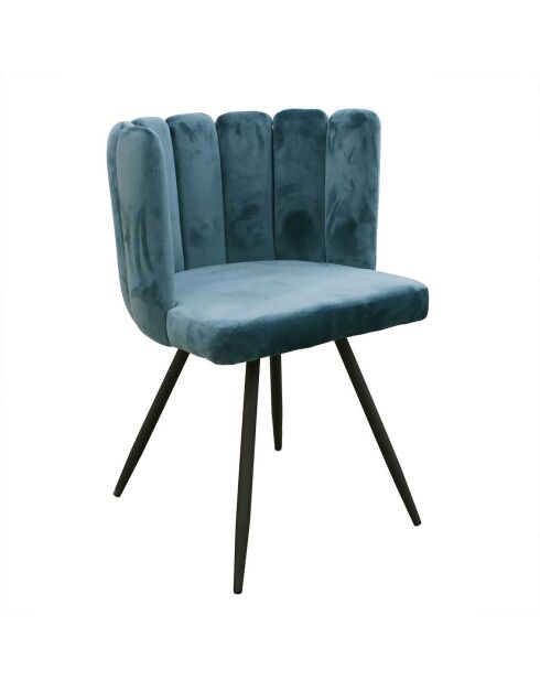 2 Chaises en Velours Ariel bleu canard - 52.5x50.5x79.7 cm
