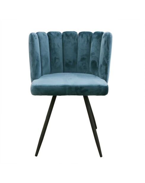 2 Chaises en Velours Ariel bleu canard - 52.5x50.5x79.7 cm