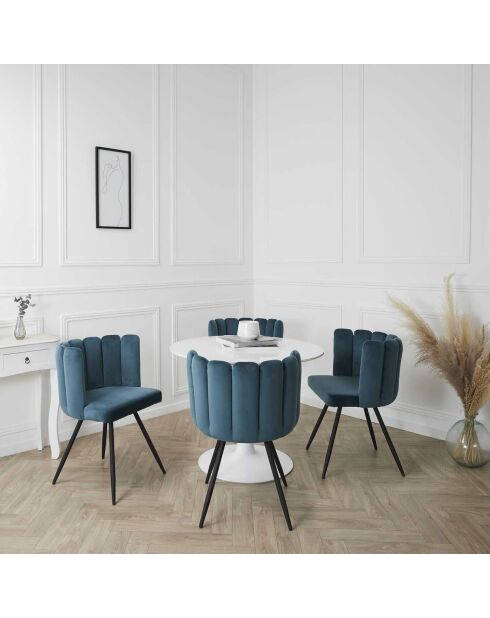 2 Chaises en Velours Ariel bleu canard - 52.5x50.5x79.7 cm