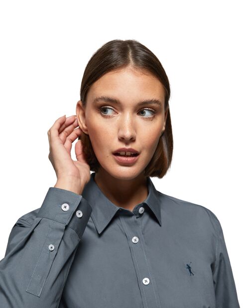 Chemise Rigby go slim poplin bleue