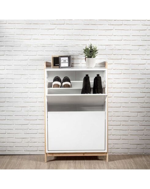 Meuble à Chaussures Copenhague blanc/marron - 62.8x24x98 cm