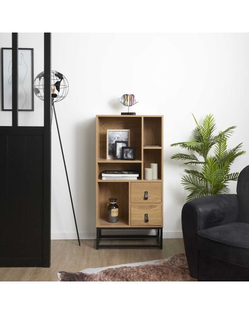 Bibliothèque Bois et Métal Abbott marron/noir - 60x29x120 cm