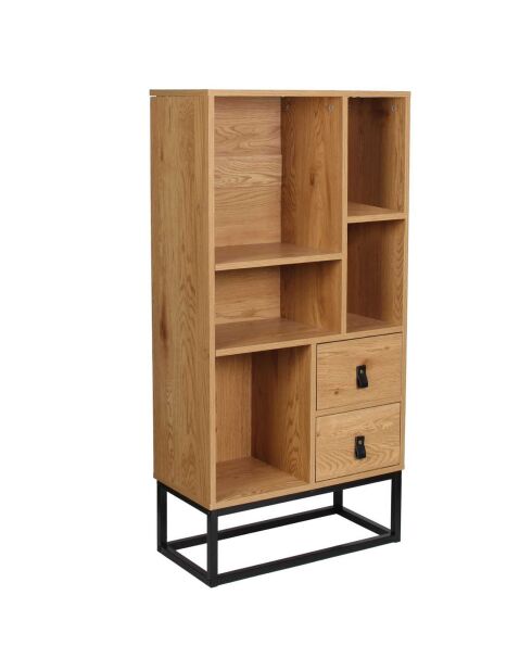 Bibliothèque Bois et Métal Abbott marron/noir - 60x29x120 cm
