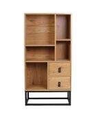 Bibliothèque Bois et Métal Abbott marron/noir - 60x29x120 cm