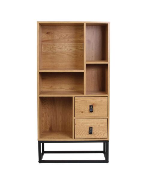 Bibliothèque Bois et Métal Abbott marron/noir - 60x29x120 cm