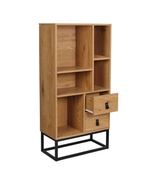 Bibliothèque Bois et Métal Abbott marron/noir - 60x29x120 cm