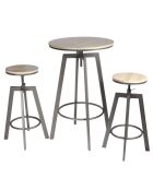 Table Mange debout + 2 Tabourets Reglables Aria bois/beige/blanc - 64x64x93 cm