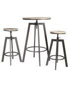 Table Mange debout + 2 Tabourets Reglables Aria bois/beige/blanc - 64x64x93 cm