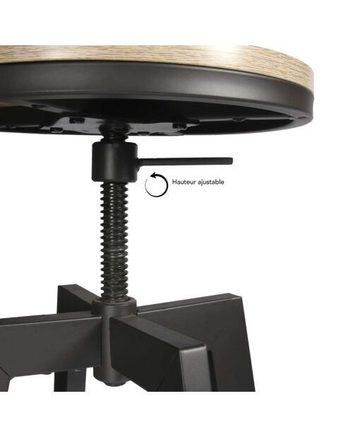 Table Mange debout + 2 Tabourets Reglables Aria bois/beige/blanc - 64x64x93 cm