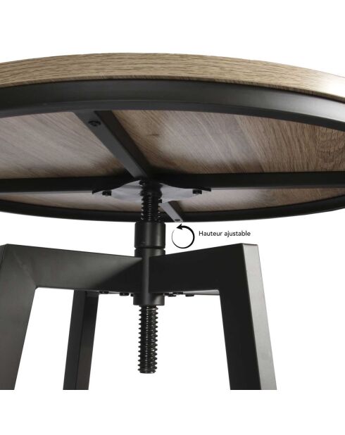 Table Mange debout + 2 Tabourets Reglables Aria bois/beige/blanc - 64x64x93 cm
