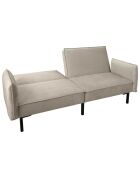 Canapé Convertible en Velours 2 Coussins gris taupe - 198x90x83 cm