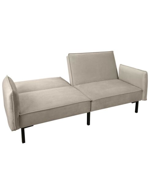 Canapé Convertible en Velours 2 Coussins gris taupe - 198x90x83 cm
