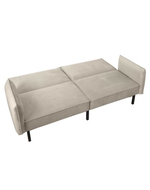 Canapé Convertible en Velours 2 Coussins gris taupe - 198x90x83 cm