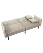Canapé Convertible en Velours 2 Coussins gris taupe - 198x90x83 cm