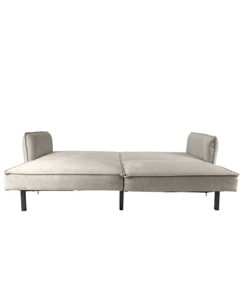 Canapé Convertible en Velours 2 Coussins gris taupe - 198x90x83 cm