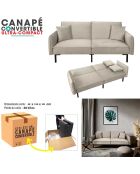 Canapé Convertible en Velours 2 Coussins gris taupe - 198x90x83 cm