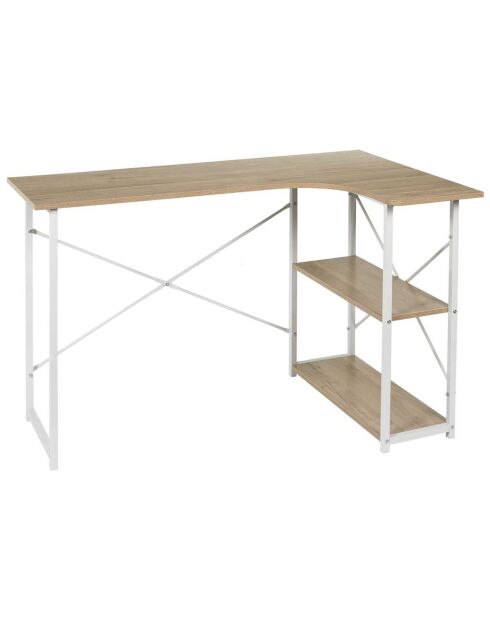 Bureau D'Angle Job marron/blanc - 120x74x74 cm