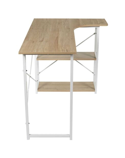 Bureau D'Angle Job marron/blanc - 120x74x74 cm