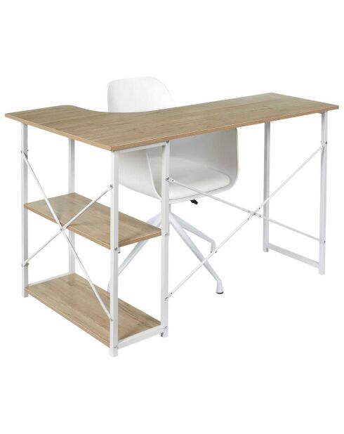 Bureau D'Angle Job marron/blanc - 120x74x74 cm