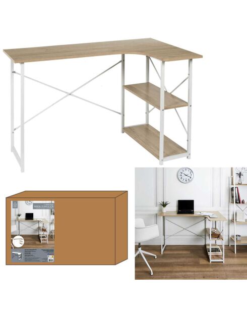 Bureau D'Angle Job marron/blanc - 120x74x74 cm