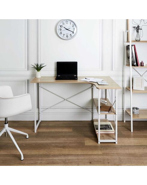 Bureau D'Angle Job marron/blanc - 120x74x74 cm