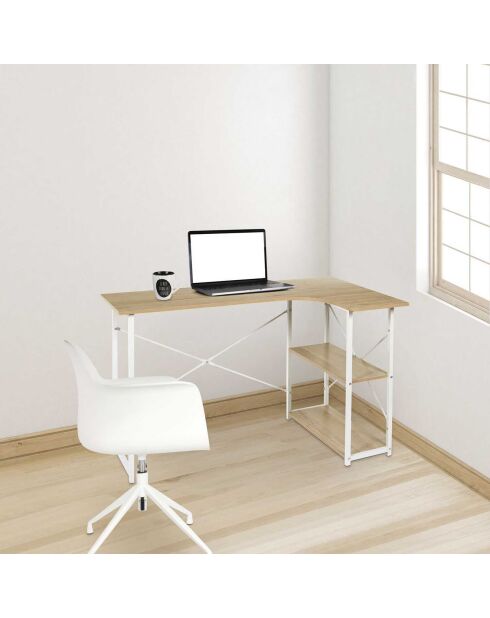 Bureau D'Angle Job marron/blanc - 120x74x74 cm