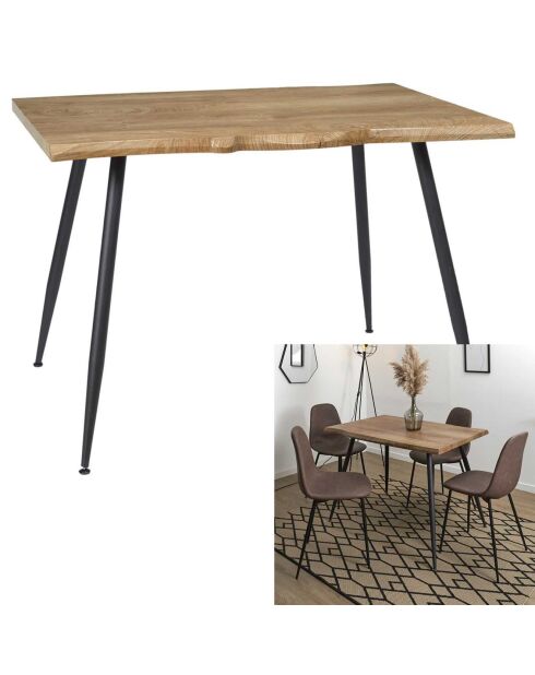 Table de Repas Forest bois/noir - 110x75x75 cm