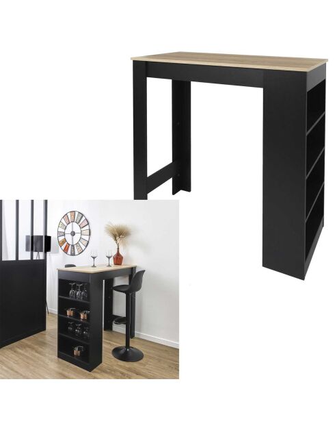 Table de Bar Mange debout + Etagères Cheers noir/marron - 115x50x103 cm
