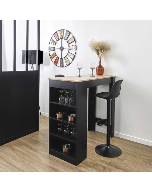Table de Bar Mange debout + Etagères Cheers noir/marron - 115x50x103 cm