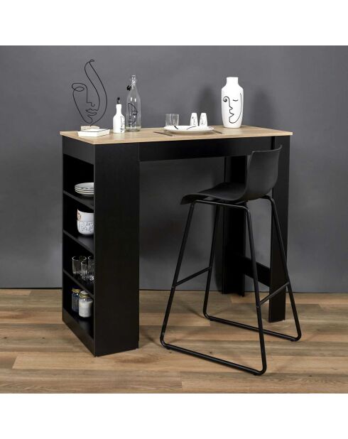Table de Bar Mange debout + Etagères Cheers noir/marron - 115x50x103 cm