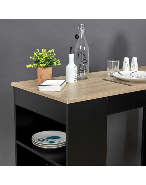 Table de Bar Mange debout + Etagères Cheers noir/marron - 115x50x103 cm