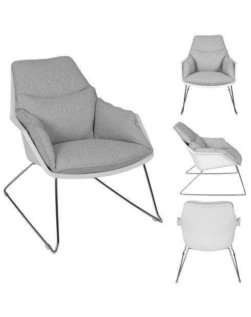 Fauteuil Mora gris/blanc - 93x74x79 cm