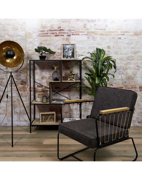 Etagère Edison noir/marron - 80x30x113 cm