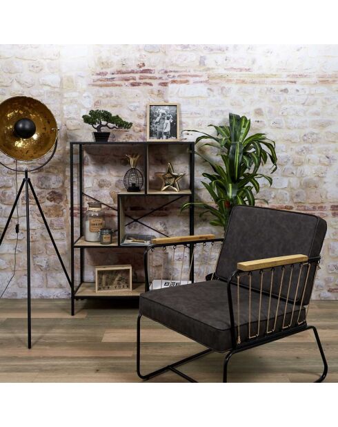 Etagère Edison noir/marron - 80x30x113 cm