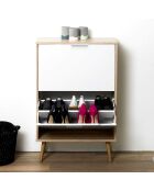 Meuble à Chaussures 2 Portes blanc/marron - 60x23.5x91.5 cm