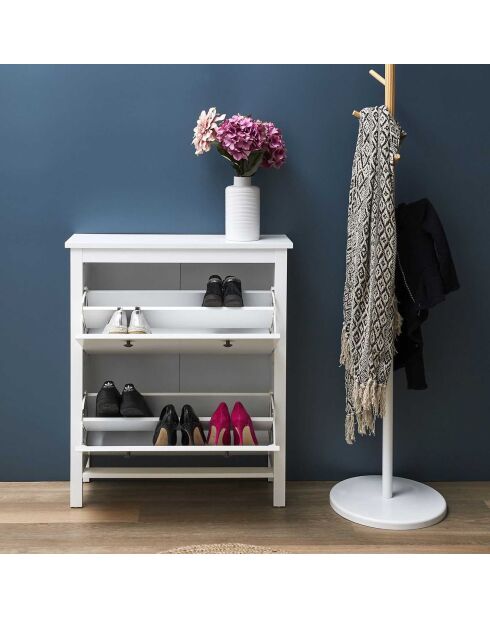 Meuble à Chaussures 2 Portes Elisabeth blanc - 78x24.5x92 cm