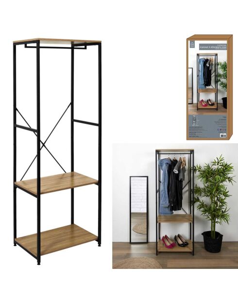 Portant à Vetements Stan noir/marron - 60x40.4x167 cm