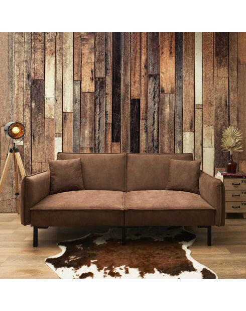Canapé Convertible Club marron - 198x90x84 cm
