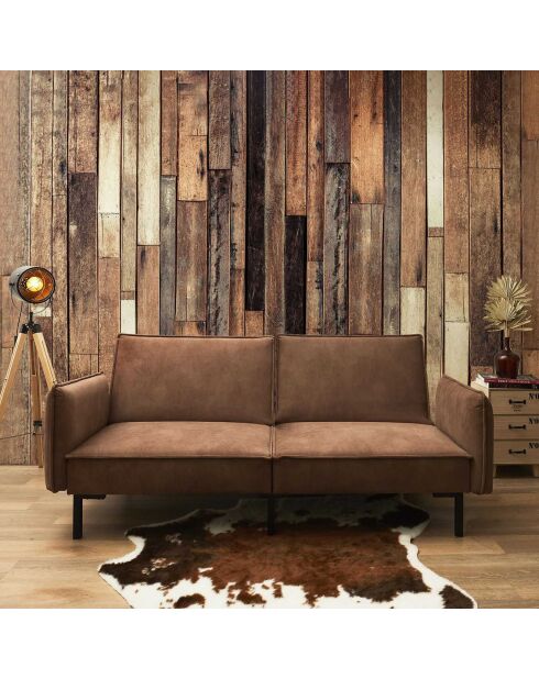 Canapé Convertible Club marron - 198x90x84 cm