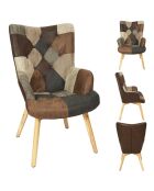 Fauteuil Patchwork Helsinki marron - 65x74x100 cm