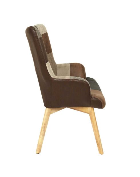 Fauteuil Patchwork Helsinki marron - 65x74x100 cm