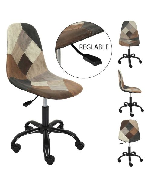 Chaise de Bureau Patchwork marron/multicolore - 55x44x78 cm