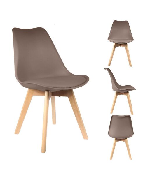 4 Chaises Scandinave marron taupe - 49x58x81.5 cm
