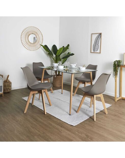 4 Chaises Scandinave marron taupe - 49x58x81.5 cm