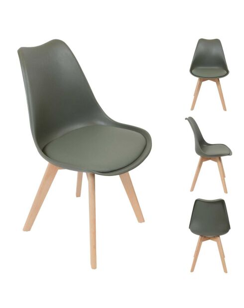 4 Chaises Scandinave vert kaki - 49x58x81.5 cm