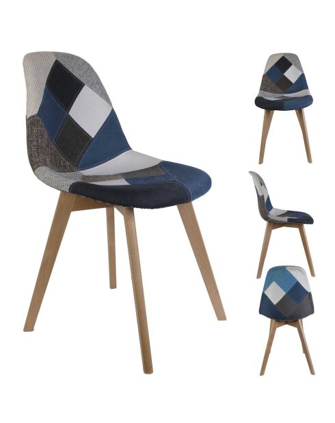 4 Chaises Patchwork multicolores - 47.3x53.5x87.3 cm
