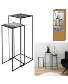 2 Sellettes Métal Gigogne Havana noires - 34x34x90 cm