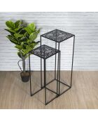 2 Sellettes Métal Gigogne Havana noires - 34x34x90 cm