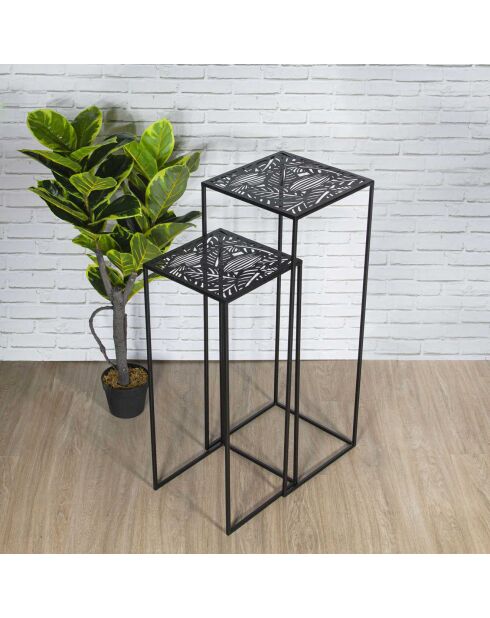 2 Sellettes Métal Gigogne Havana noires - 34x34x90 cm