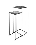 2 Sellettes Métal Gigogne Havana noires - 34x34x90 cm